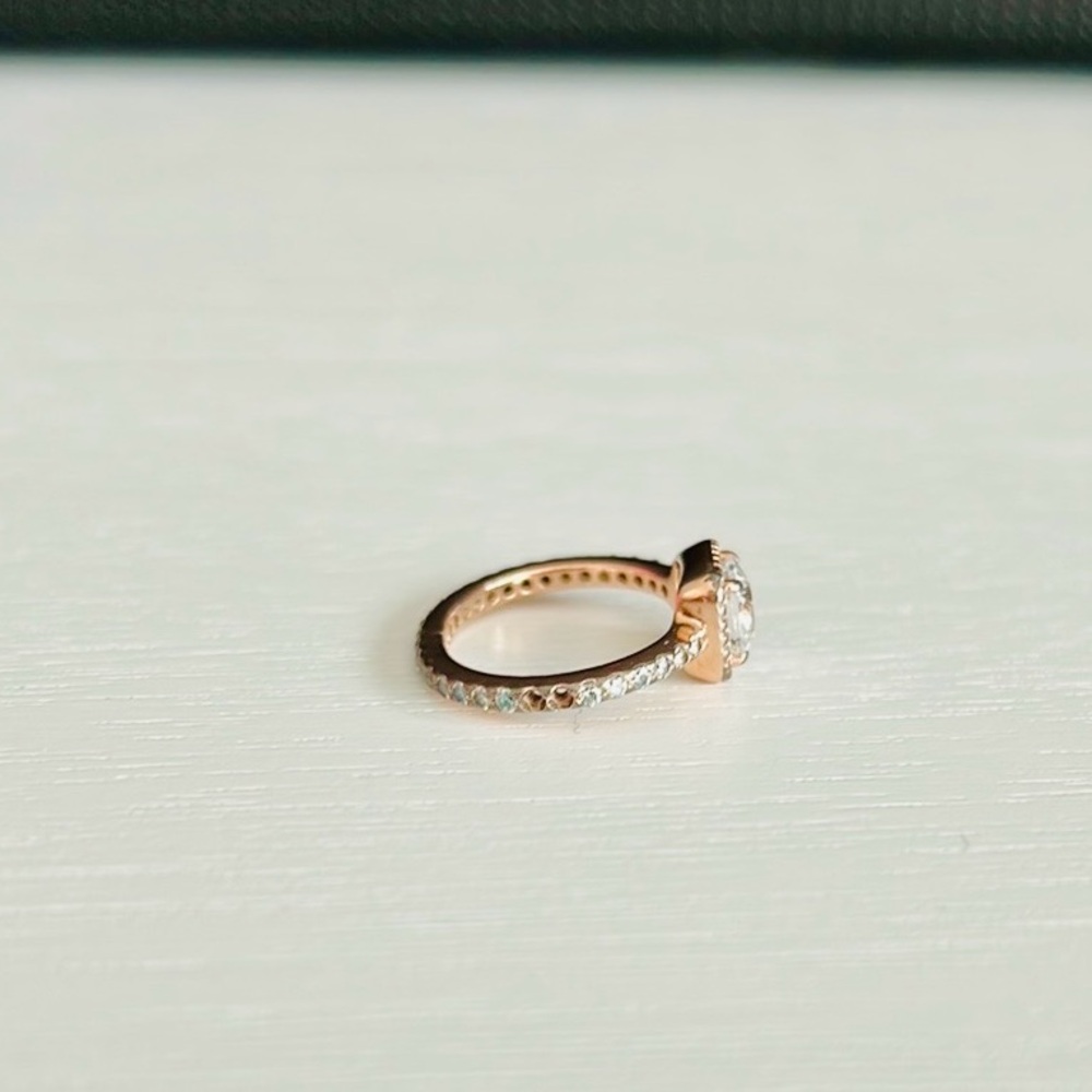 Pandora Square Sparkle Halo Ring rose gold plating size 5 - Picture 6 of 7